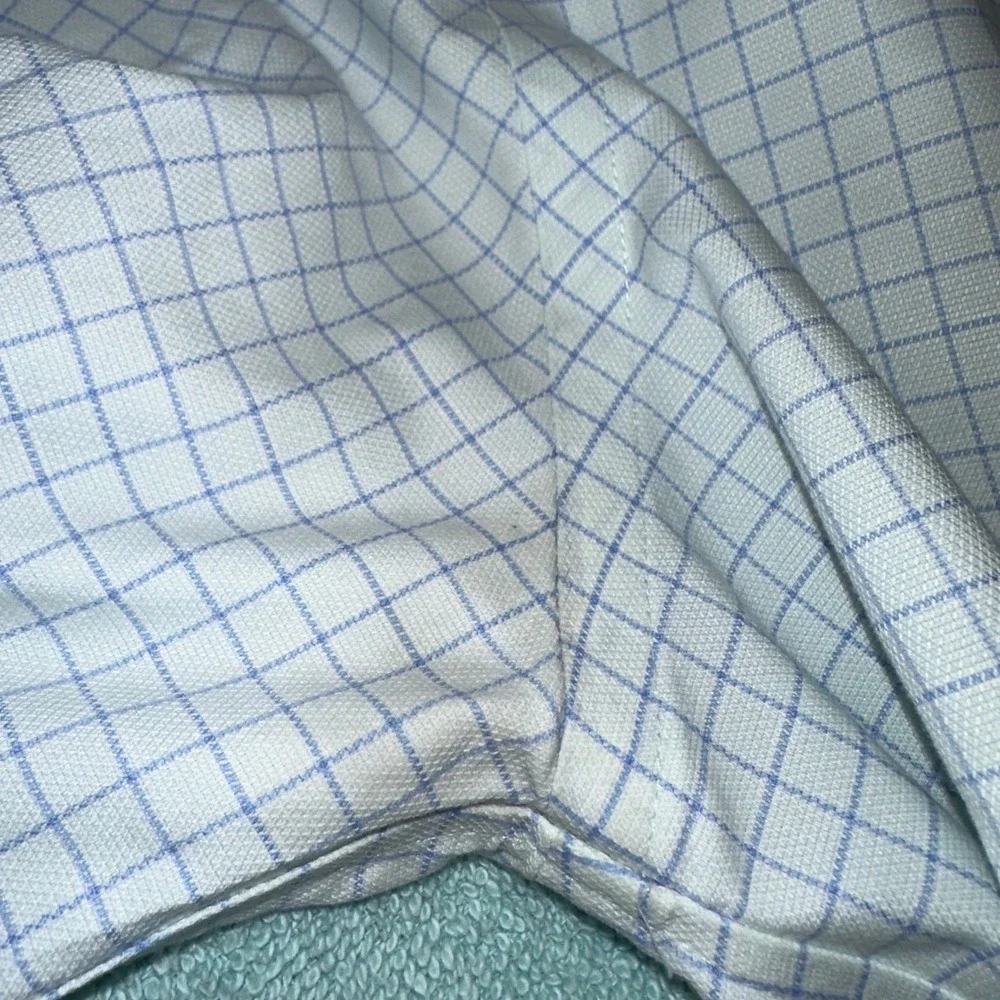 Brooks Brothers Mens 16 34 Regular Fit Non-Iron Stretch Shirt Blue White Check